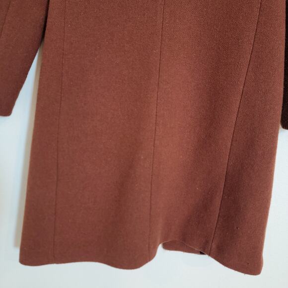 House Of Harlow 1960 Burnt Brown Wool Blend Long Peacoat XS Winter Travel Work - Picture 9 of 16